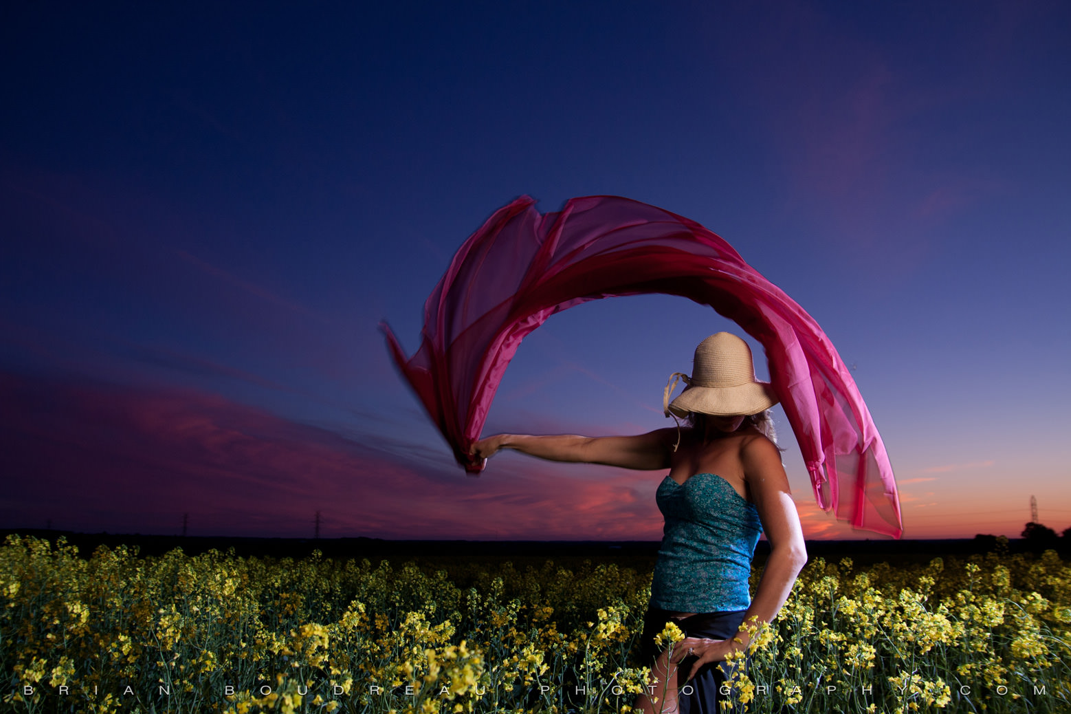 Josee In Canola Field At Sunset